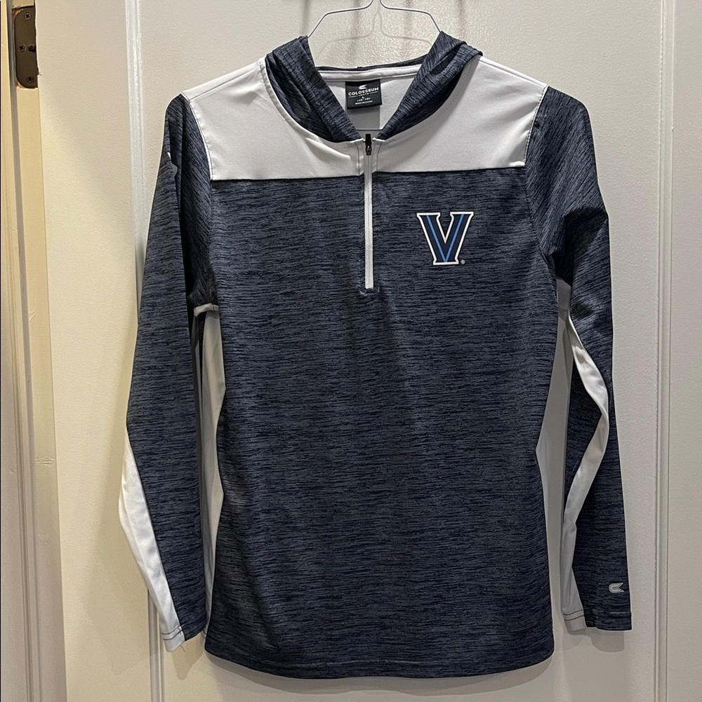 Villanonva grey and White Quarter-Zip Pullover